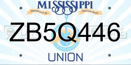 ZB5Q446 Mississippi License Plate
