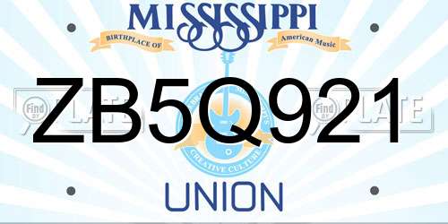 ZB5Q921 Mississippi License Plate