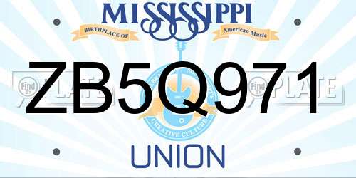 ZB5Q971 Mississippi License Plate