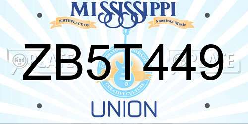 ZB5T449 Mississippi License Plate
