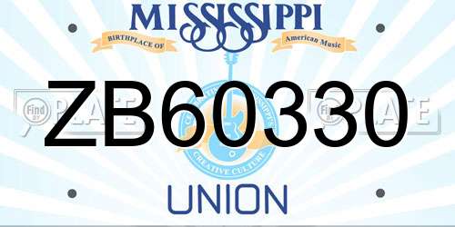 ZB60330 Mississippi License Plate
