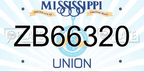 ZB66320 Mississippi License Plate