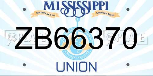 ZB66370 Mississippi License Plate