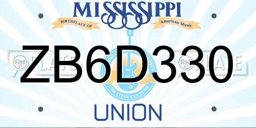 ZB6D330 Mississippi License Plate