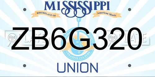 ZB6G320 Mississippi License Plate