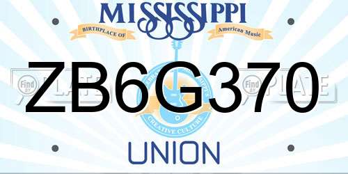 ZB6G370 Mississippi License Plate