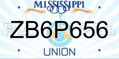 ZB6P656 Mississippi License Plate