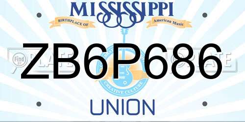 ZB6P686 Mississippi License Plate
