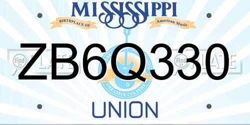ZB6Q330 Mississippi License Plate