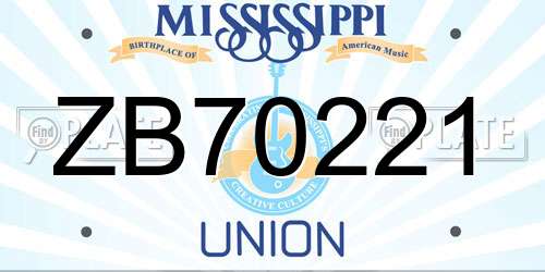 ZB70221 Mississippi License Plate