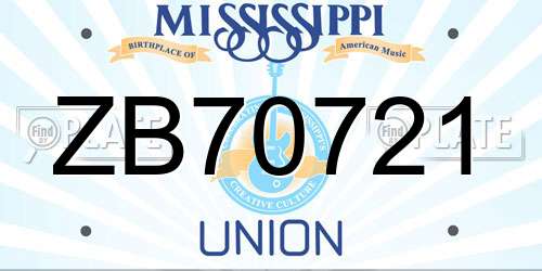 ZB70721 Mississippi License Plate
