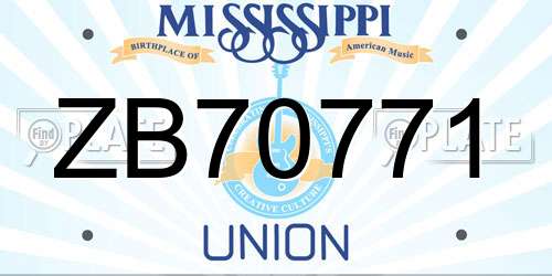 ZB70771 Mississippi License Plate
