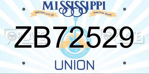 ZB72529 Mississippi License Plate