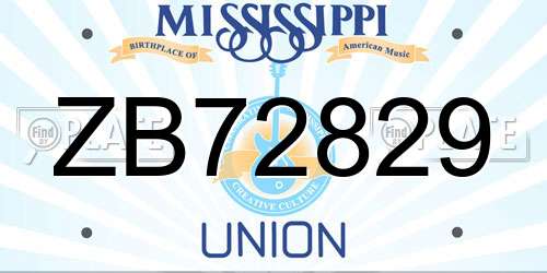 ZB72829 Mississippi License Plate