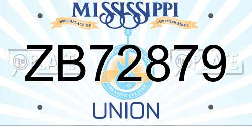 ZB72879 Mississippi License Plate