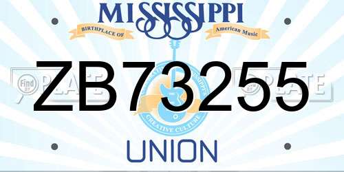 ZB73255 Mississippi License Plate