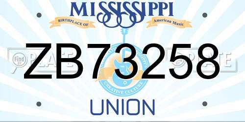 ZB73258 Mississippi License Plate