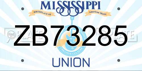 ZB73285 Mississippi License Plate