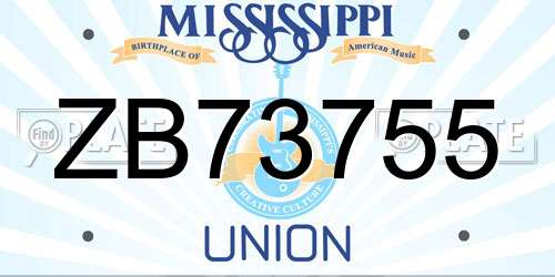 ZB73755 Mississippi License Plate