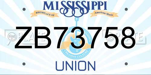ZB73758 Mississippi License Plate
