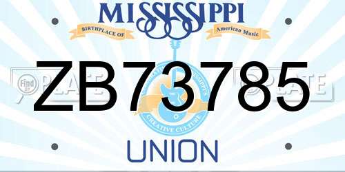 ZB73785 Mississippi License Plate