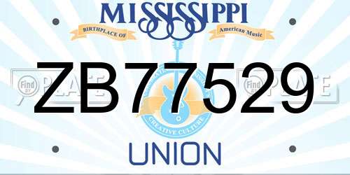 ZB77529 Mississippi License Plate