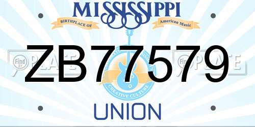 ZB77579 Mississippi License Plate