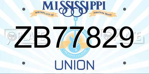 ZB77829 Mississippi License Plate