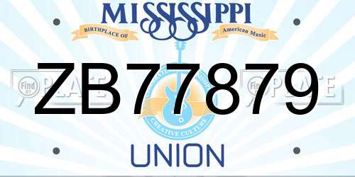 ZB77879 Mississippi License Plate