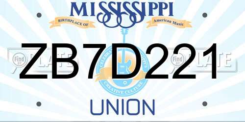 ZB7D221 Mississippi License Plate