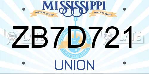 ZB7D721 Mississippi License Plate
