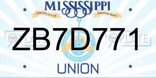 ZB7D771 Mississippi License Plate