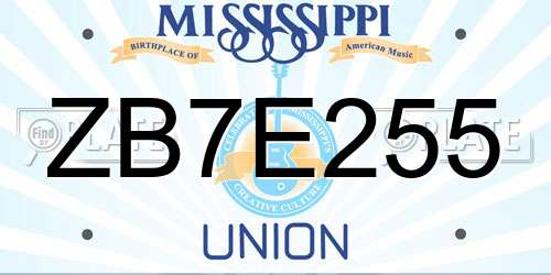 ZB7E255 Mississippi License Plate