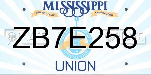 ZB7E258 Mississippi License Plate