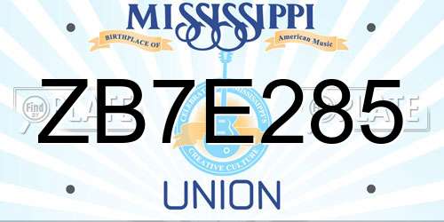 ZB7E285 Mississippi License Plate