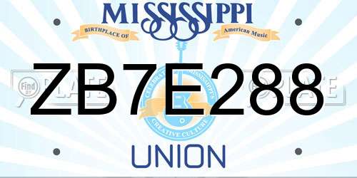 ZB7E288 Mississippi License Plate