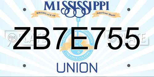 ZB7E755 Mississippi License Plate