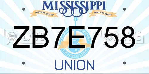 ZB7E758 Mississippi License Plate