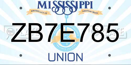 ZB7E785 Mississippi License Plate