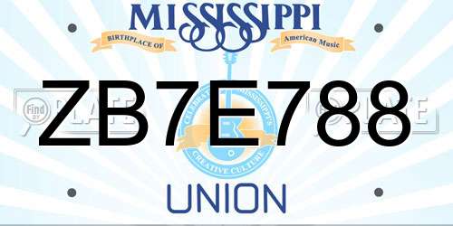 ZB7E788 Mississippi License Plate