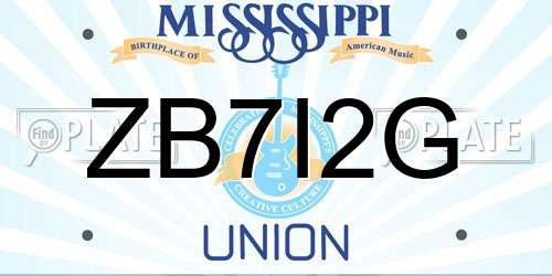 ZB7I2G Mississippi License Plate