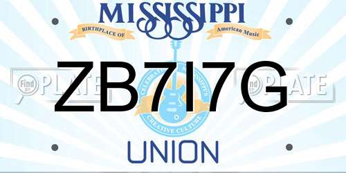 ZB7I7G Mississippi License Plate