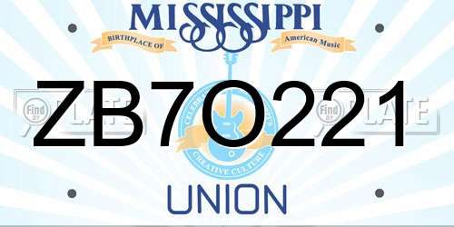 ZB7O221 Mississippi License Plate