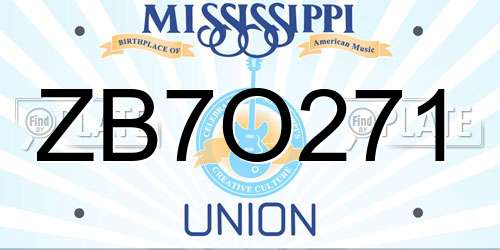 ZB7O271 Mississippi License Plate