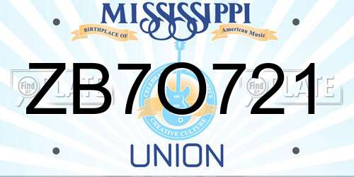 ZB7O721 Mississippi License Plate