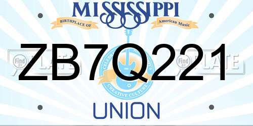 ZB7Q221 Mississippi License Plate