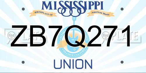 ZB7Q271 Mississippi License Plate