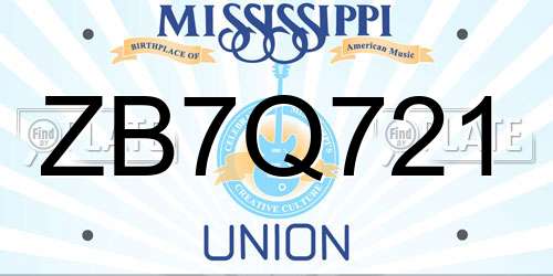 ZB7Q721 Mississippi License Plate