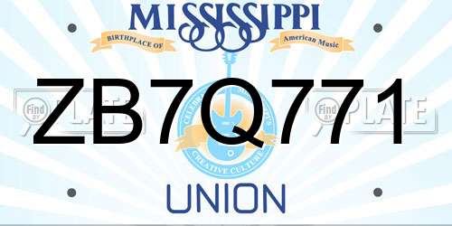 ZB7Q771 Mississippi License Plate
