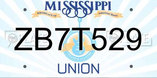 ZB7T529 Mississippi License Plate